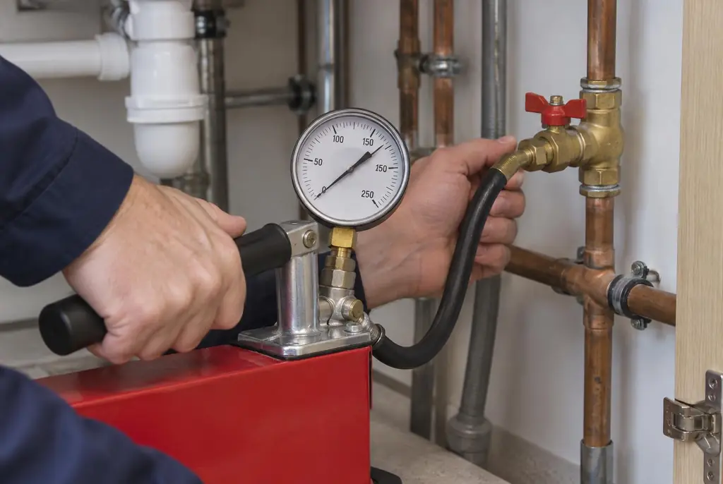 Lekdetectie Hendrik-Ido-Ambacht – druktest op een waterleiding met een manometer