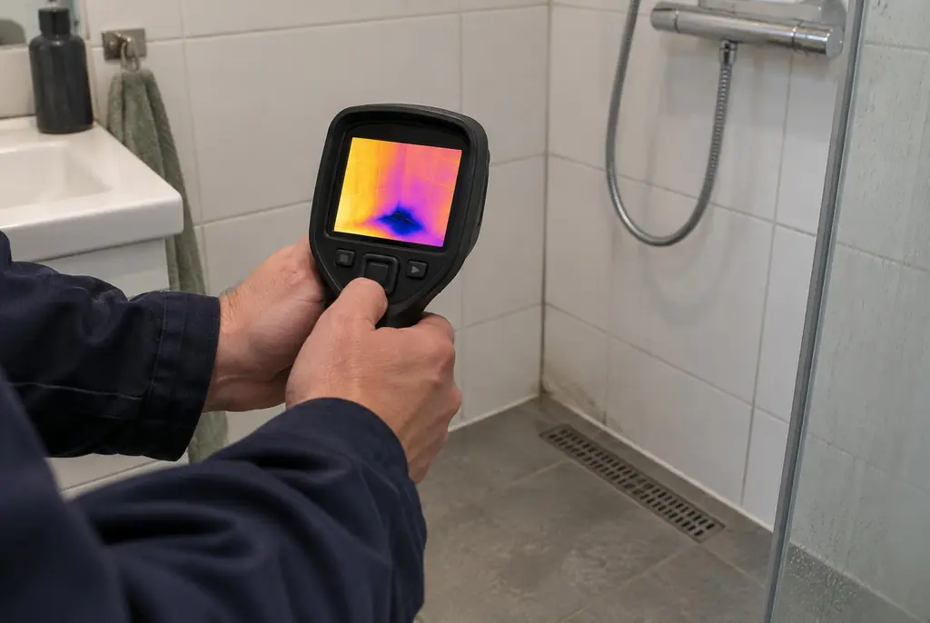 Lekdetectie Hendrik-Ido-Ambacht – lekdetectiespecialist met warmtebeeldcamera in een badkamer