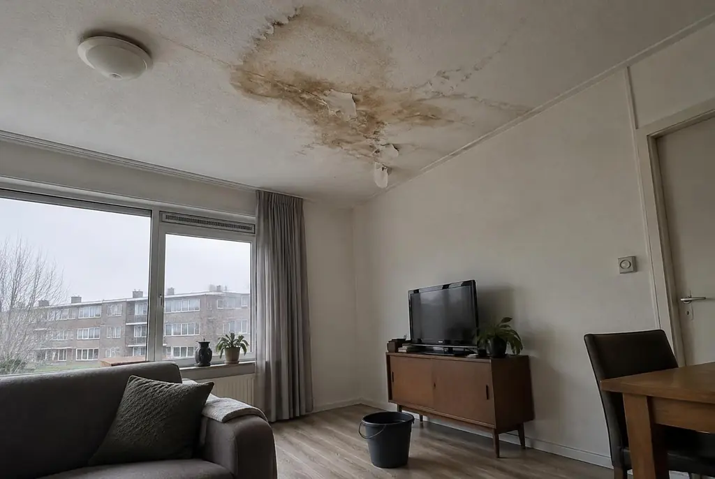 Lekdetectie Hendrik-Ido-Ambacht – vochtplek op het plafond onder een badkamer
